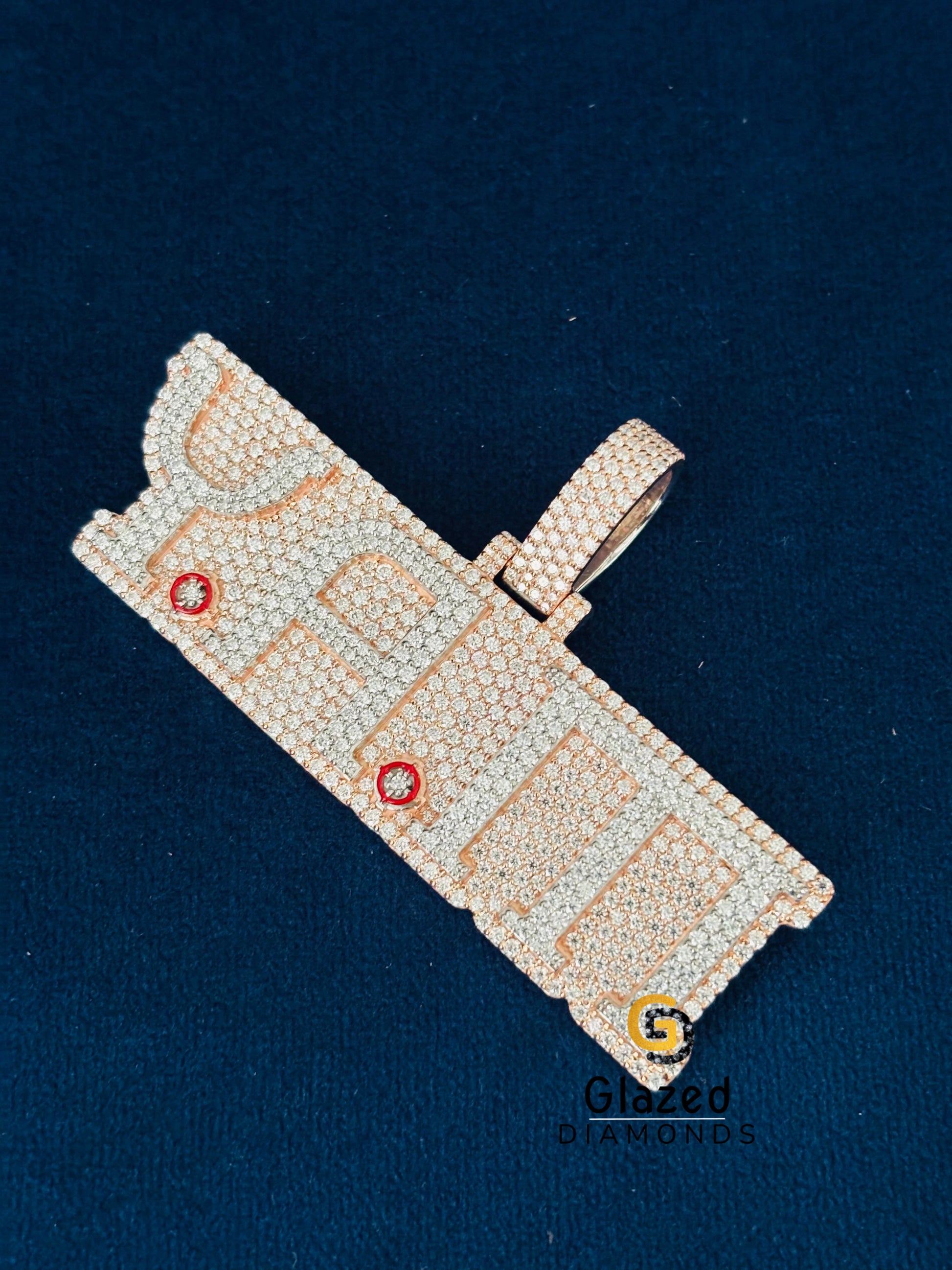 Two Tone Custom Letter Moissanite Pendant