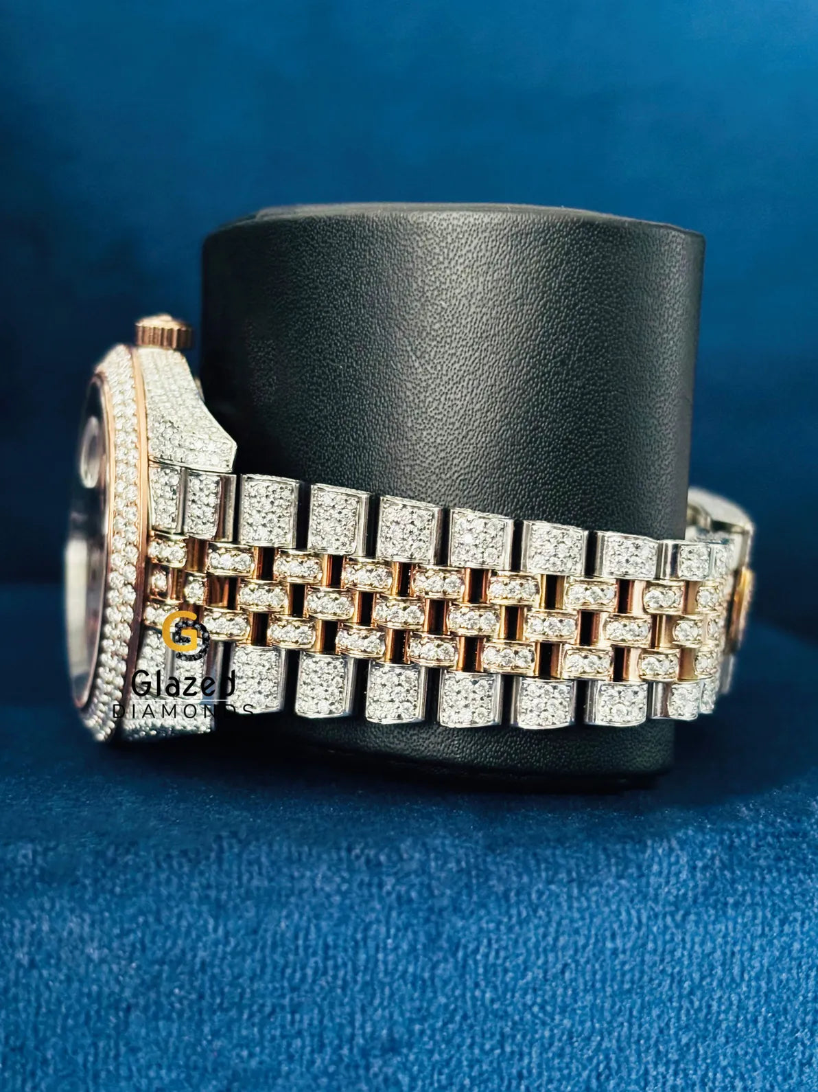 Two Tone Fully Iced Out Round Moissanite Hip Hop Watch