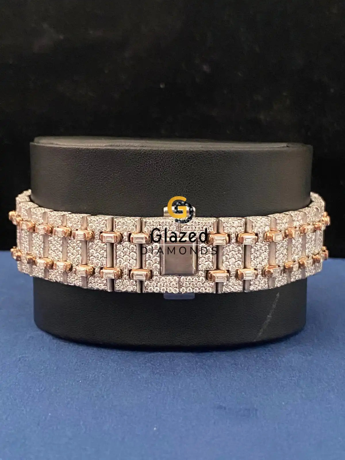 Two Tone Fully Iced Out Skeleton VVS Moissanite Watch Stainless Steel