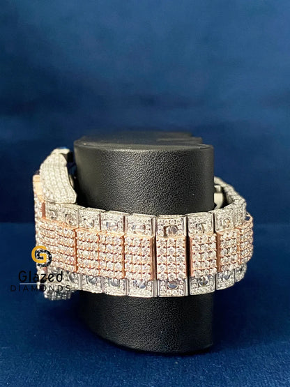 Two Tone Fully Iced Out Stainless Steel Moissanite Watch