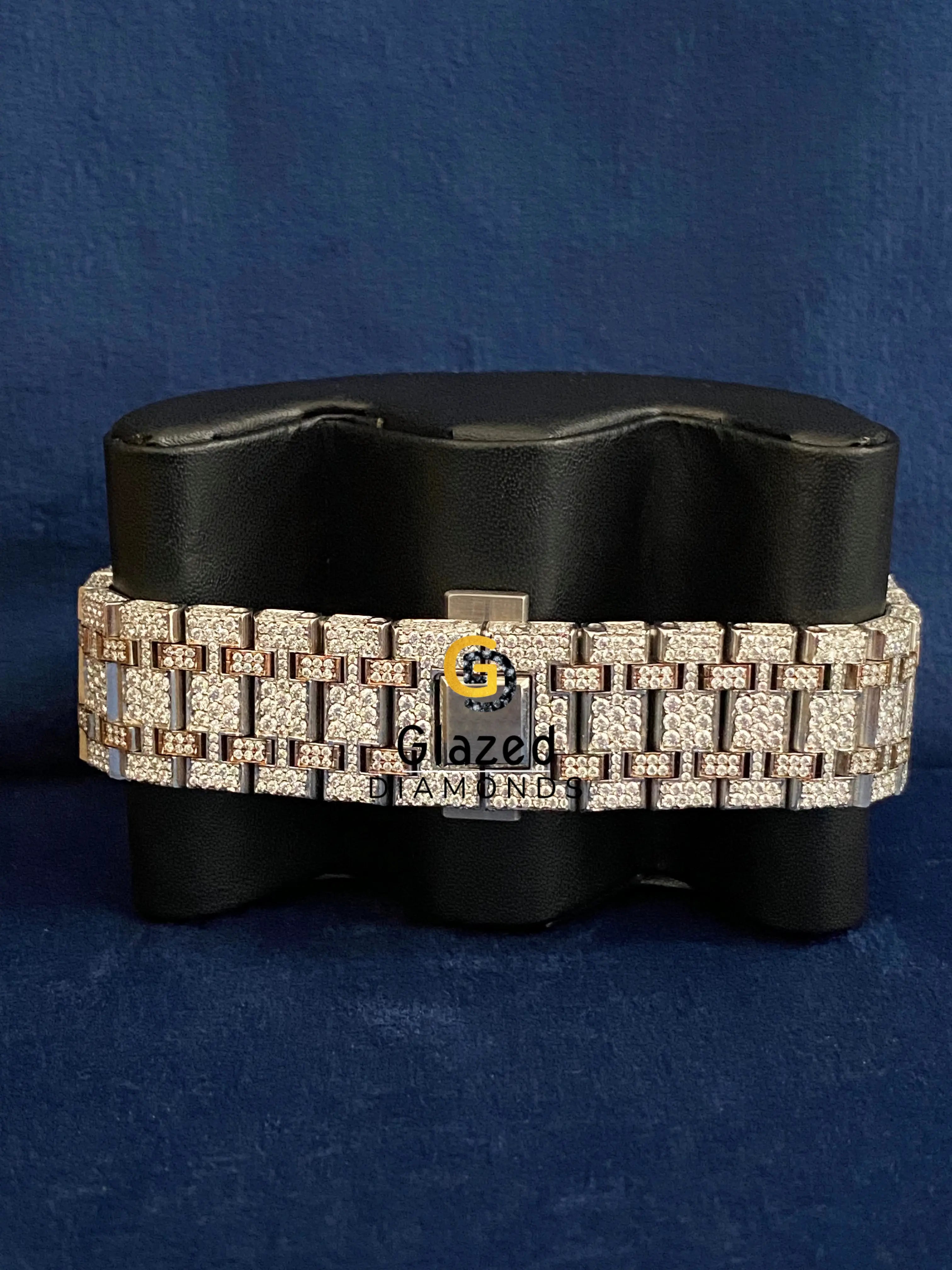 Two Tone Fully Iced Out Stainless Steel VVS Moissanite Watch