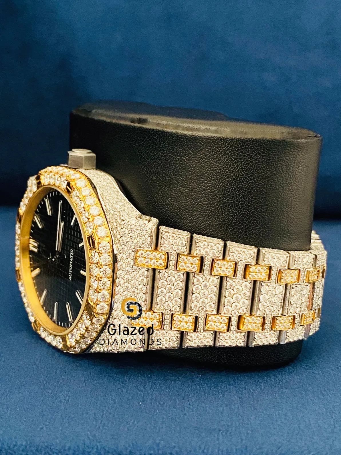 Two Tone Fully Iced Out Stick Dial Hip Hop Watch