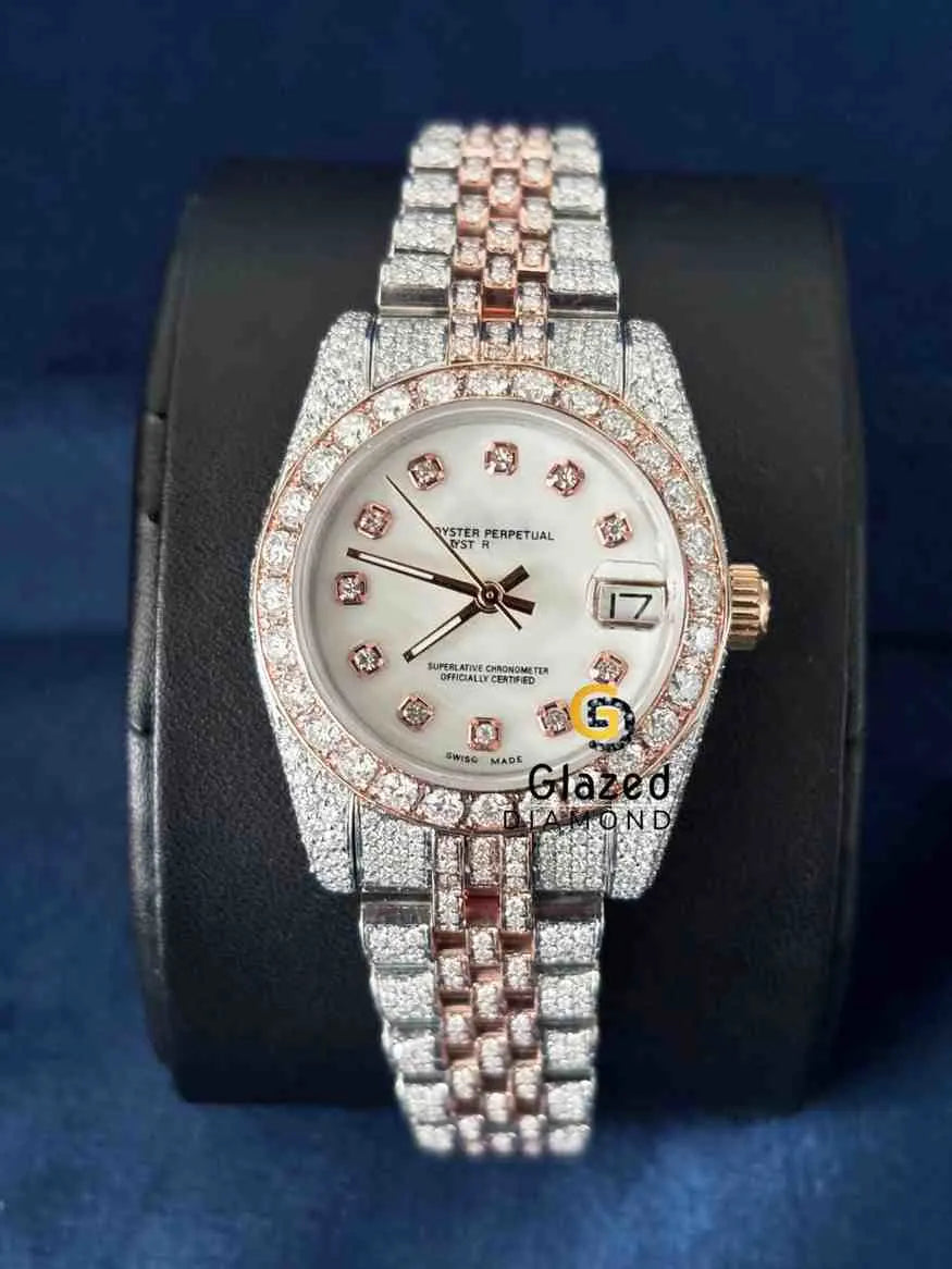 Two Tone Fully Studded  Jubliee Strap Moissanite Watch