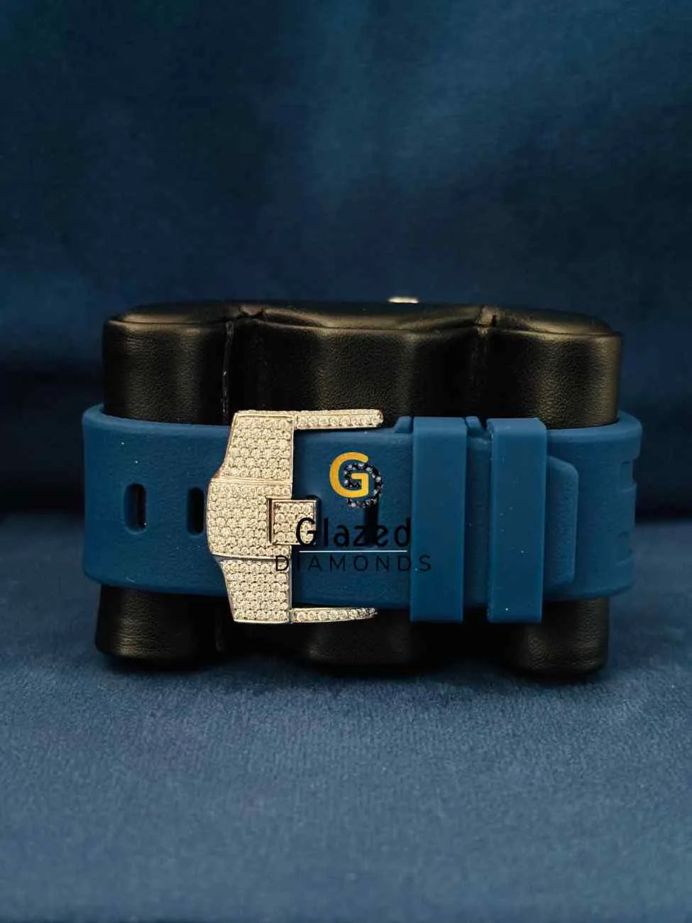 Two Tone Iced Out Silicone Strap Moissanite AP Watch 