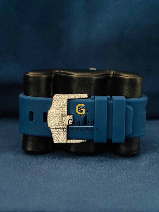 Two Tone Iced Out Silicone Strap Moissanite AP Watch 