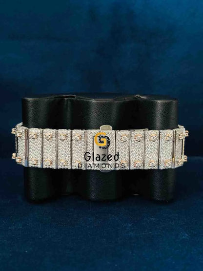 Two Tone Pink Arabic Number Dial Moissanite Watch 