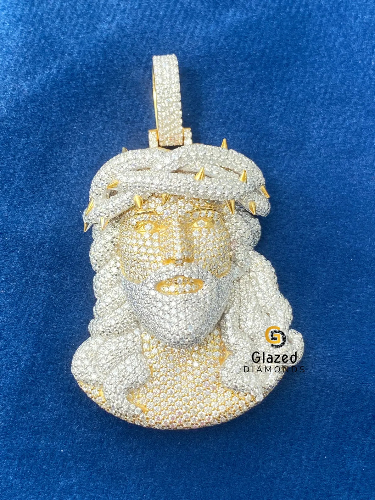 Two Tone Round Moissanite Diamond Studded Hip Hop Jesus Pendant