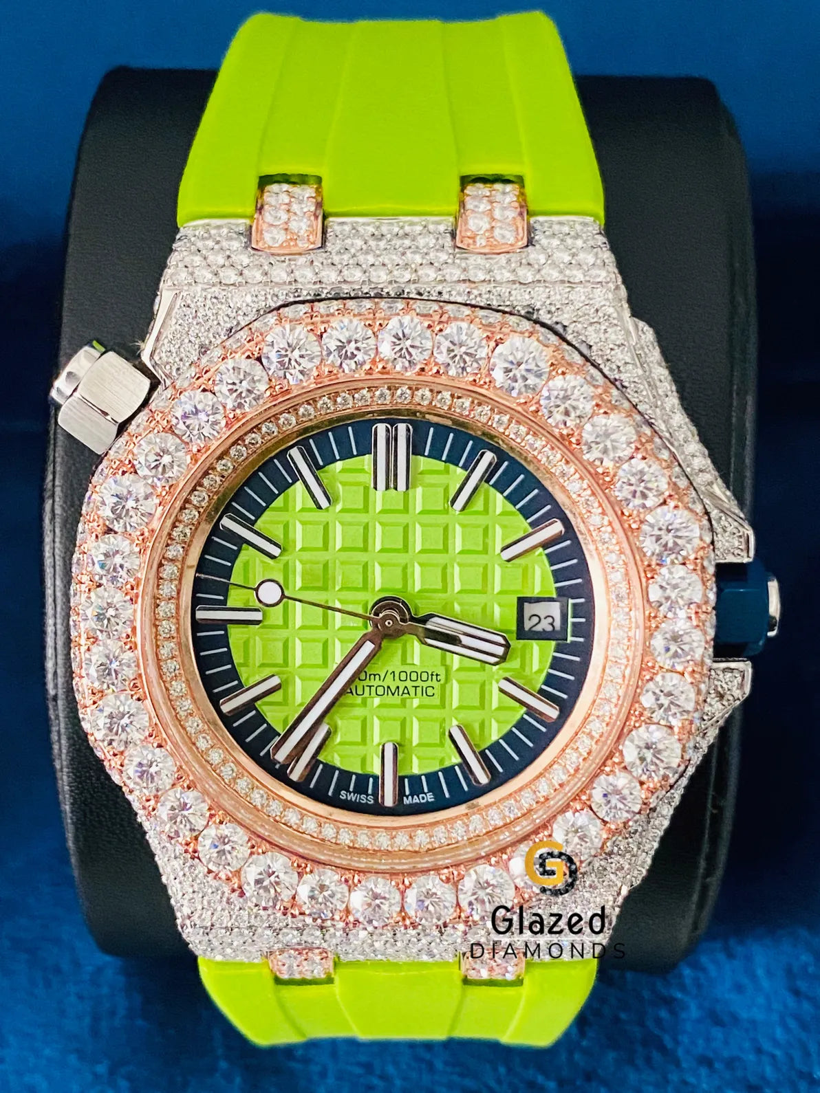 Two Tone Round Moissanite Hip Hop Watch