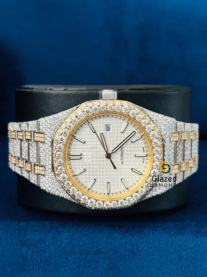 Two Tone Round VVs Moissasnite D Colorless Watch
