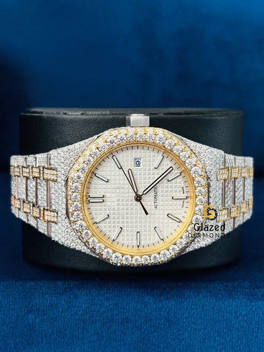 Two Tone Round VVs Moissasnite D Colorless Watch