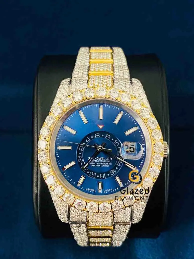 Two Tone Sky Dweller Baguette Bar Hip Hop Watch