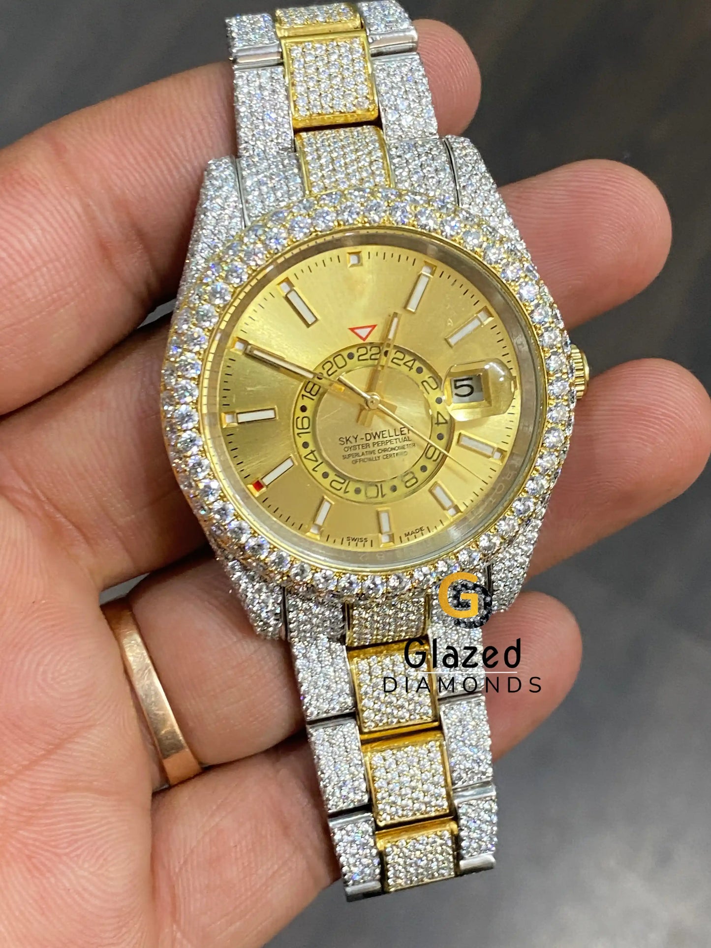 Two Tone Sky Dweller Moissanite Watch