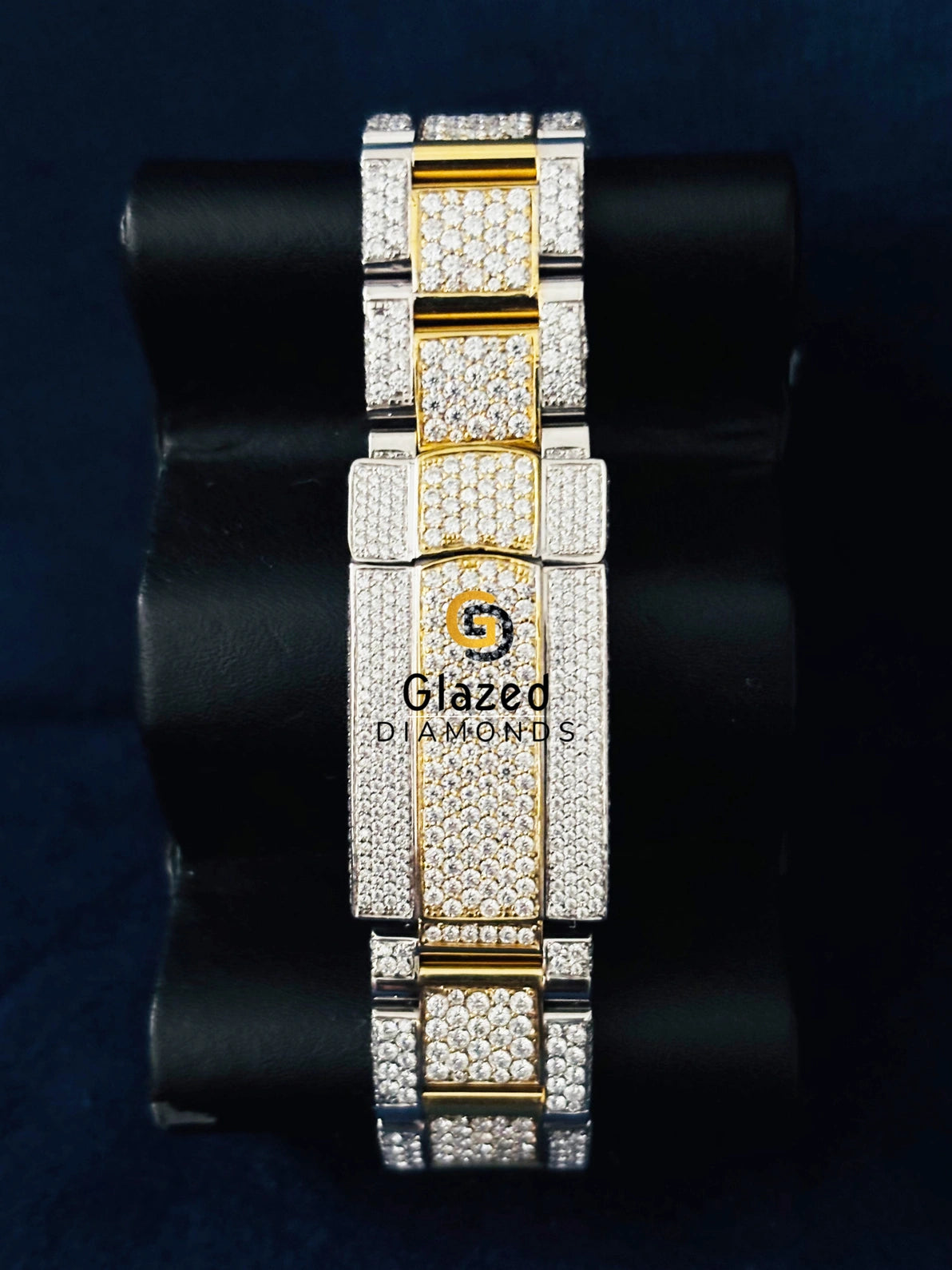 Two Tone Stainless Steel Arabic Dial Sky Dweller Moissanite Watch