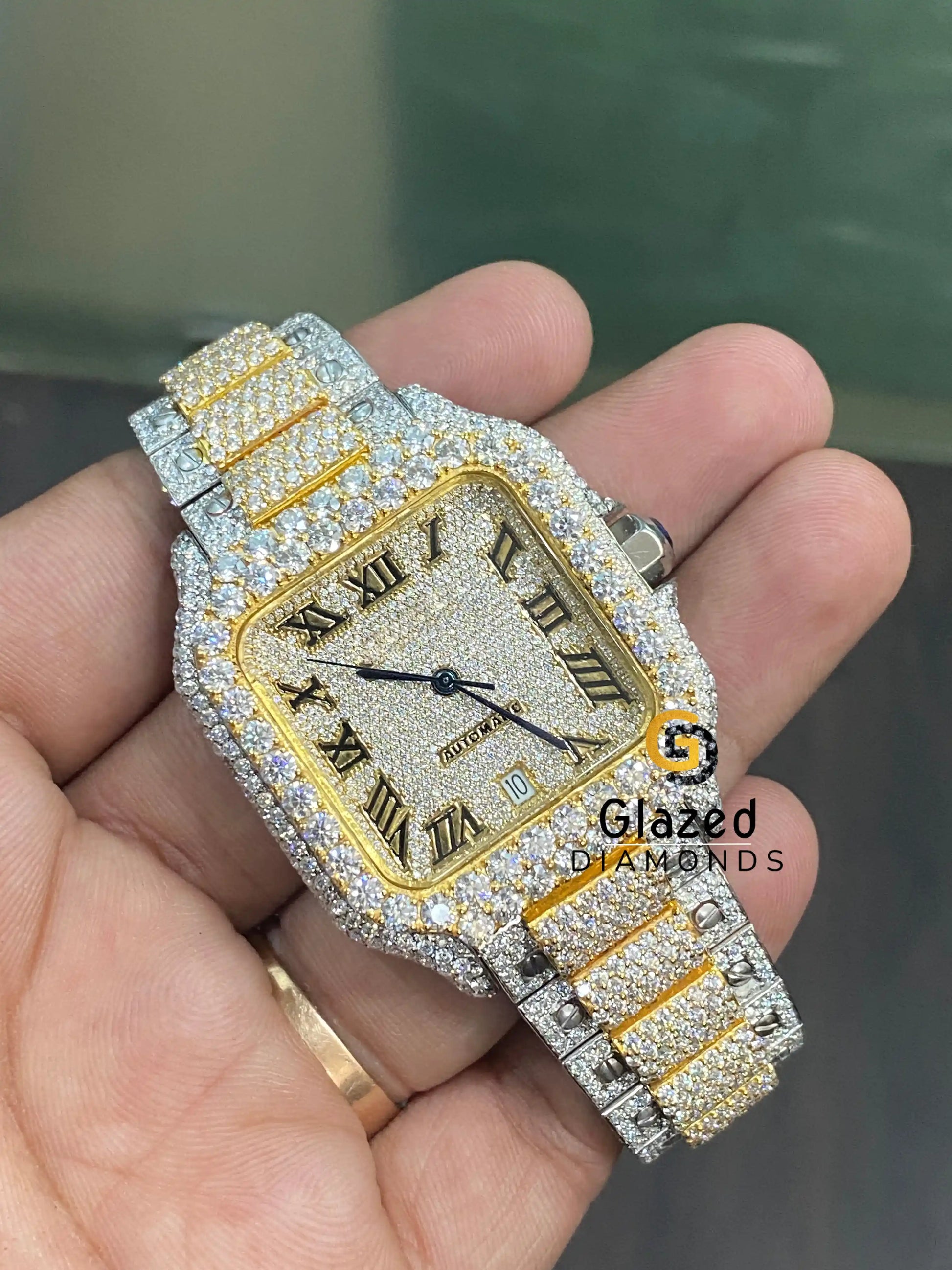 Two Tone Yellow Gold Moissanite Watch