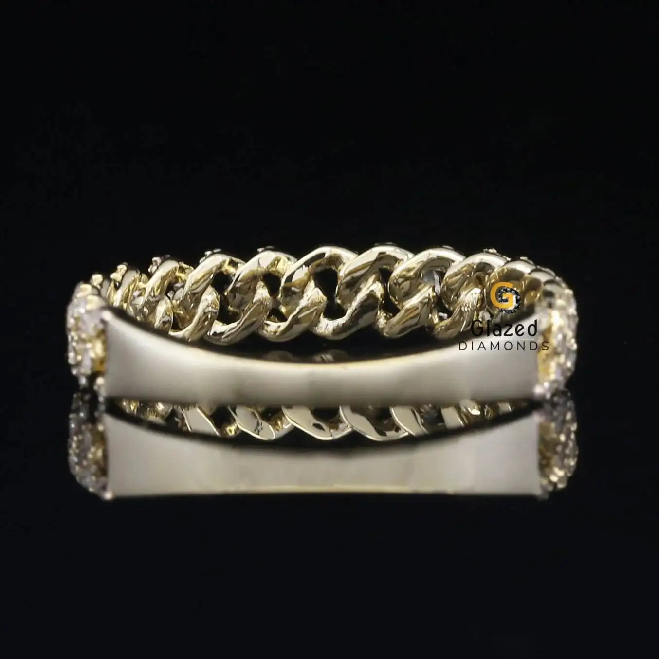 4MM Unique Moissanite Iced Cuban Link Hip Hop Band Ring