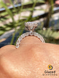Vintage Style 3 CT Round Cut Moissanite Hidden Halo with Side Stone Pave Set Engagement Ring