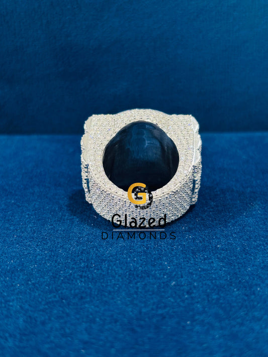 Unique Mens Hip Hop Iced Out Moissanite King Crown Sterling Silver Ring 