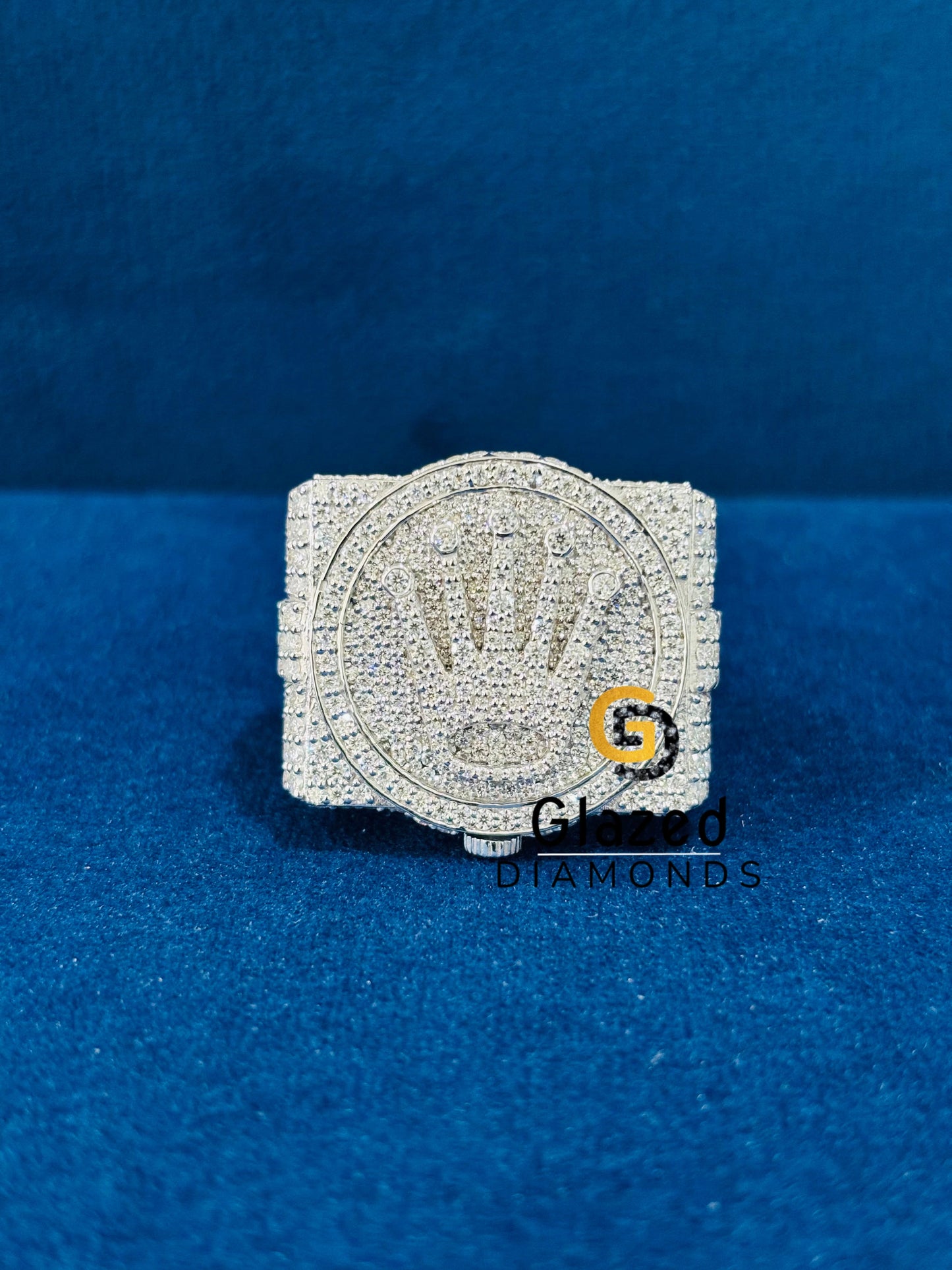 Unique Mens Hip Hop VVS Moissanite King Crown Sterling Silver Ring