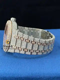 Unique Pattern Fully Iced Out Two Tone VVS Moissanite Watch