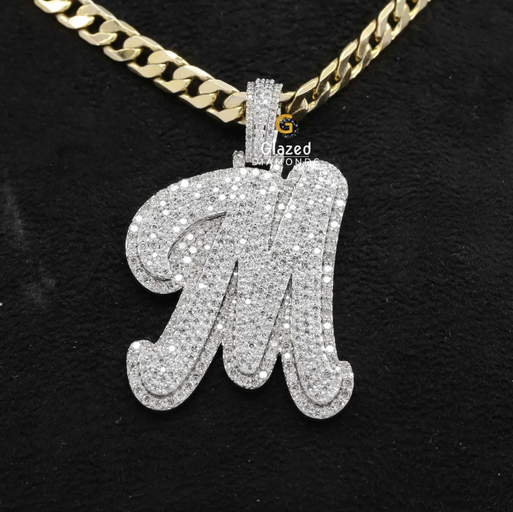 Bust Down M Single Initial Letter Custom Hip Hop Pendant