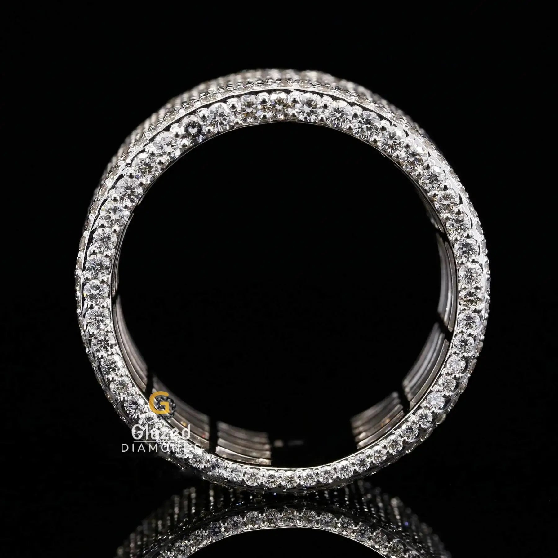 Hip Hop Style Round Cut Moissanite Luxury Wide Band Ring