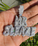 925 Sterling Silver Moissanite Iced Out "MR SLEAZE" Custom Name Pendant