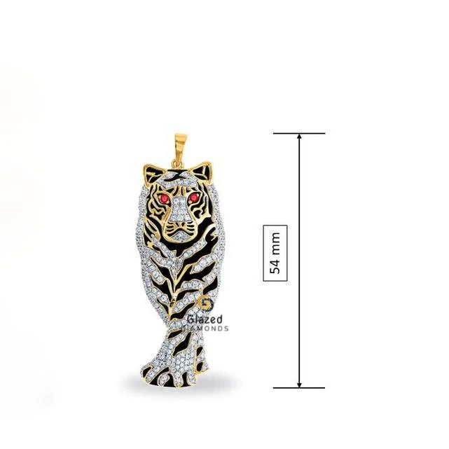 Fully Iced Out Moissanite Diamond Animal Tiger Pendant