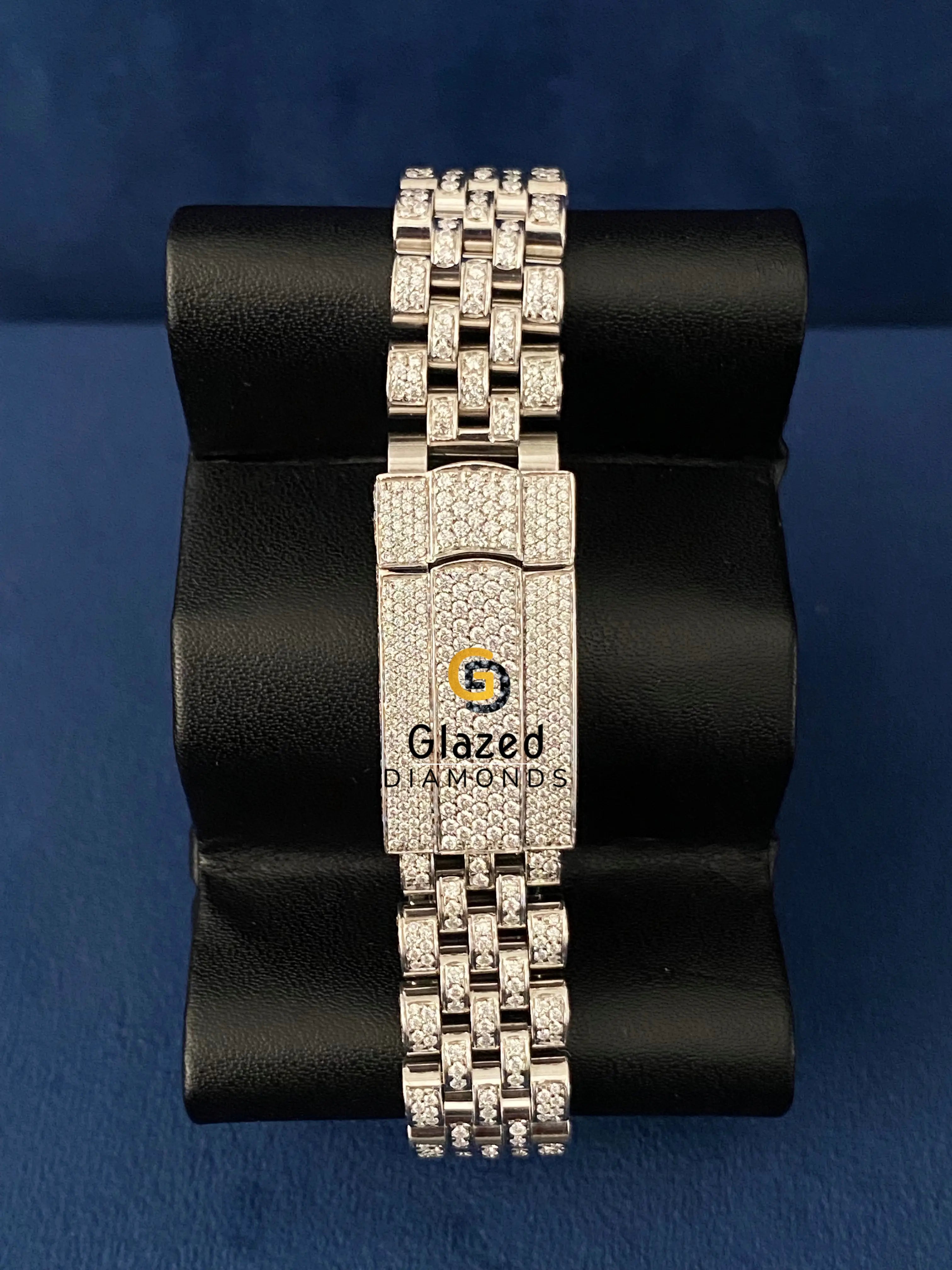 Pink Dial Fully Iced Out Moissanite Diamond Studded Watch