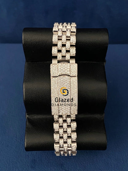 Pink Dial Fully Iced Out Moissanite Diamond Studded Watch