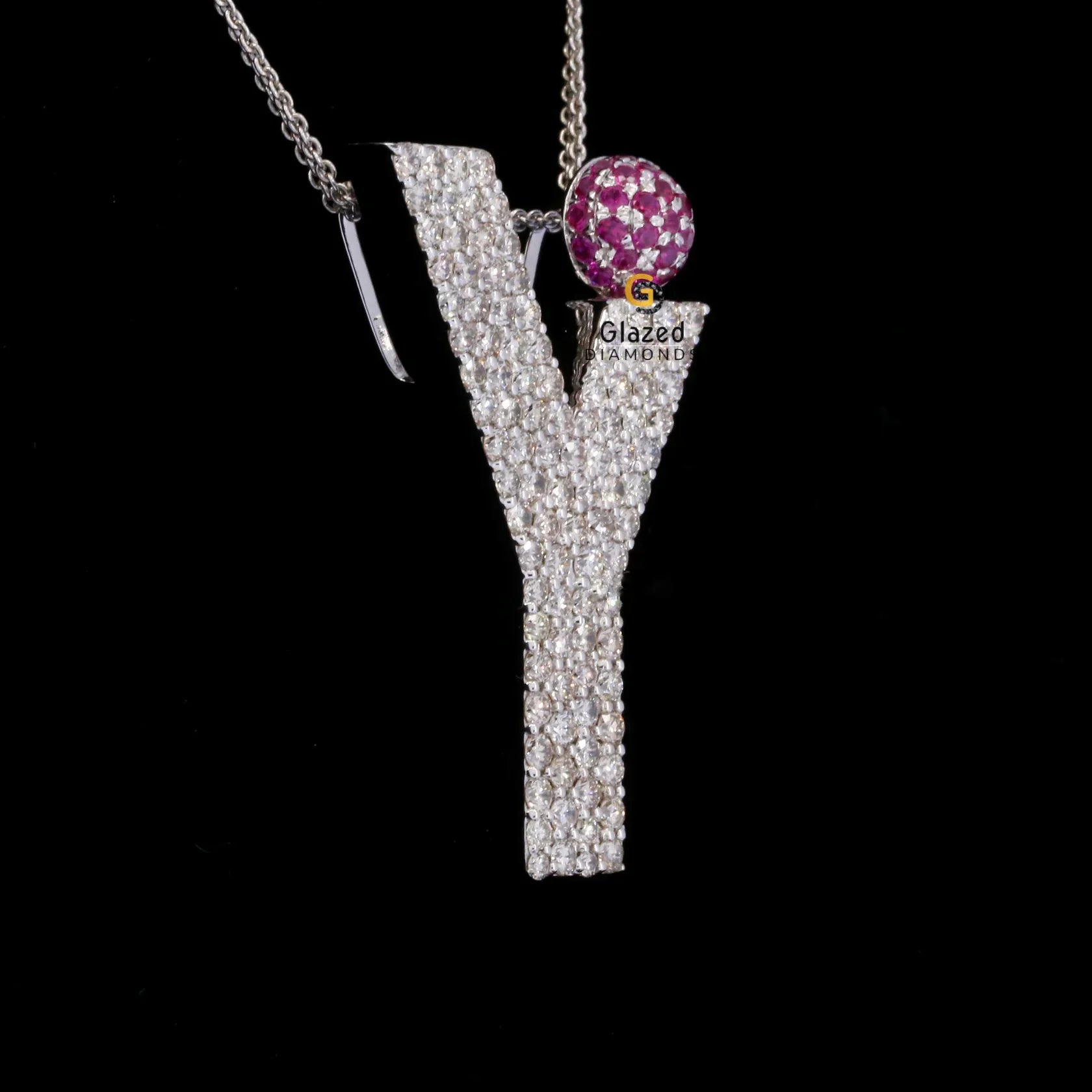 VVS Moissanite Diamond Studded Y Initial Letter Hip Hop Pendant