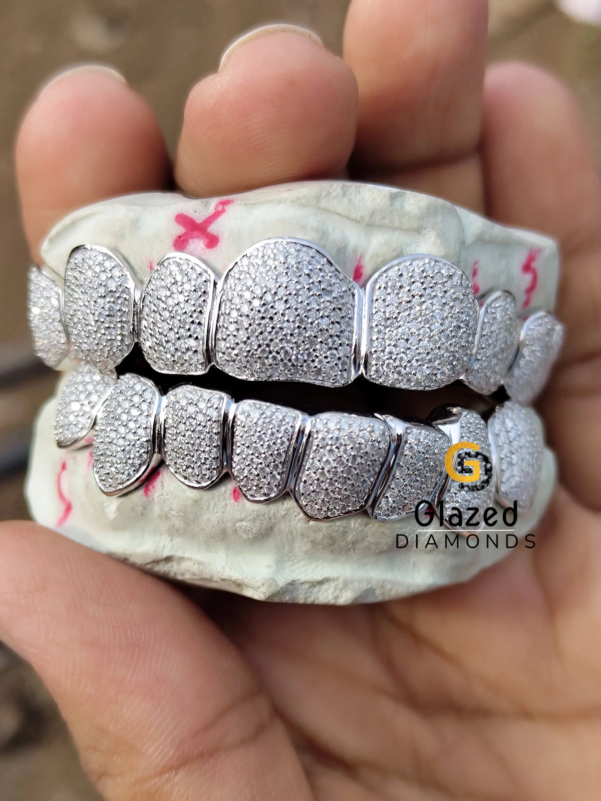 8 Top 8 Bottom 925 Sterling Silver Moissanite Diamond Grillz