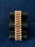 Turquoise Marble Dial Presidential Strap Day Date Moissanite Watch
