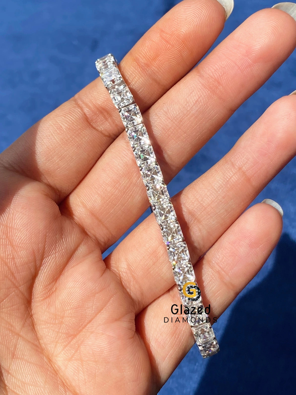 VVS Asscher Moissanite Tennis Link Bracelet