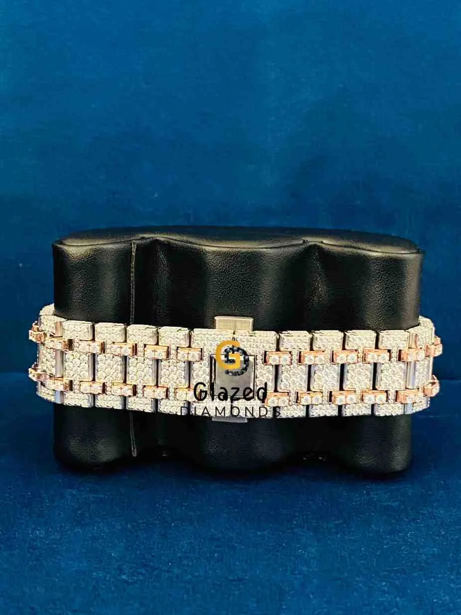VVS Moissanite Black Bar Two Tone Moissanite Watch