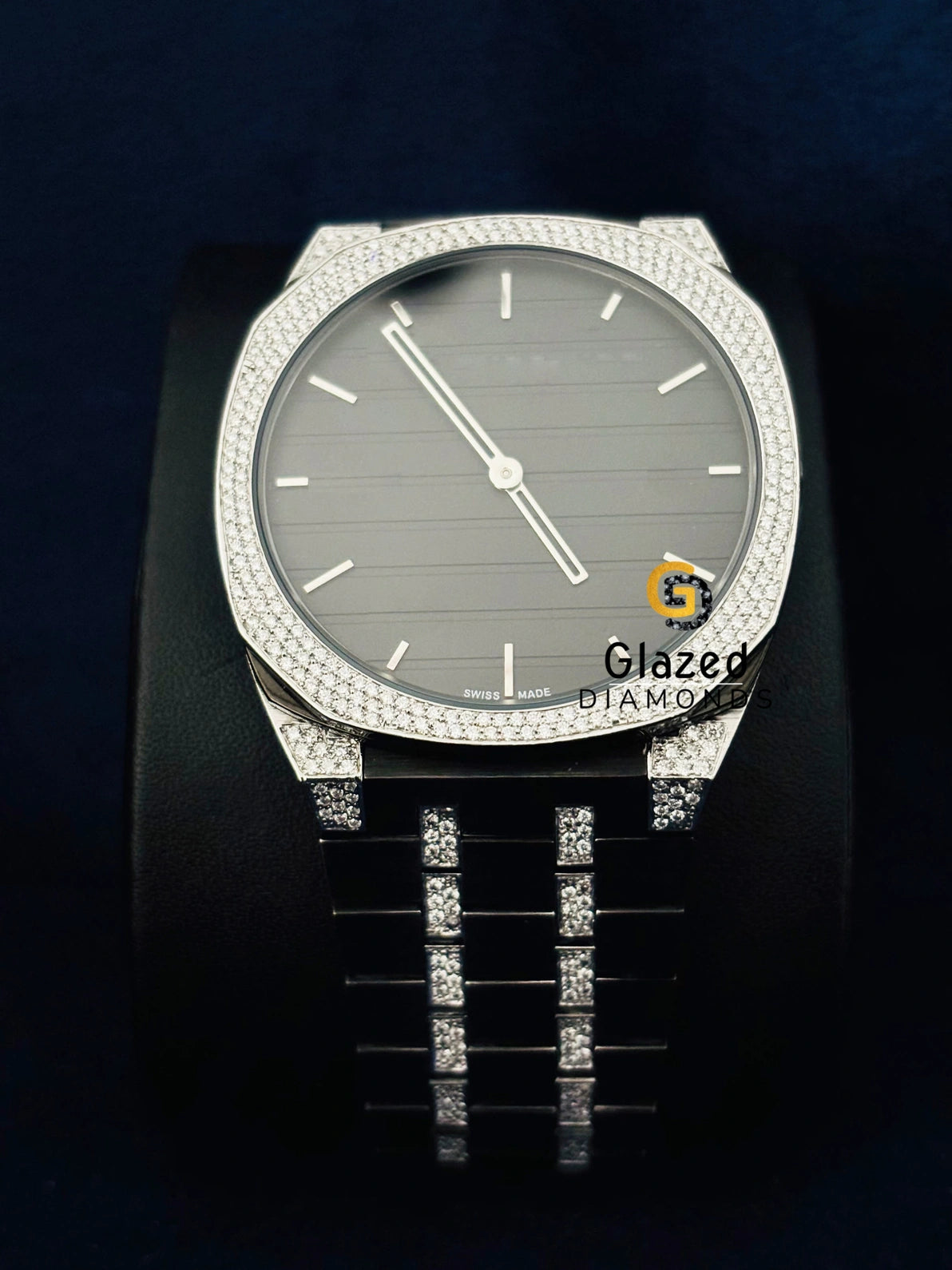 VVS Moissanite Black Diamond Studded Watch