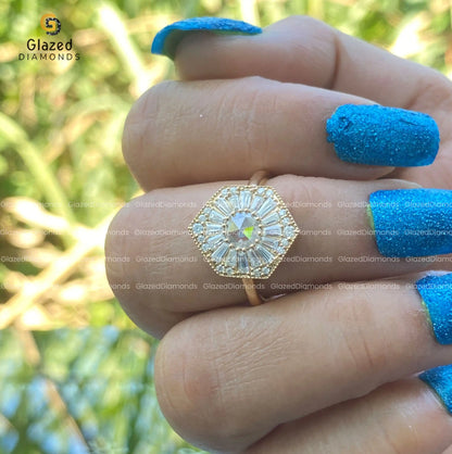 VVS Moissanite Cluster halo Ring for Her