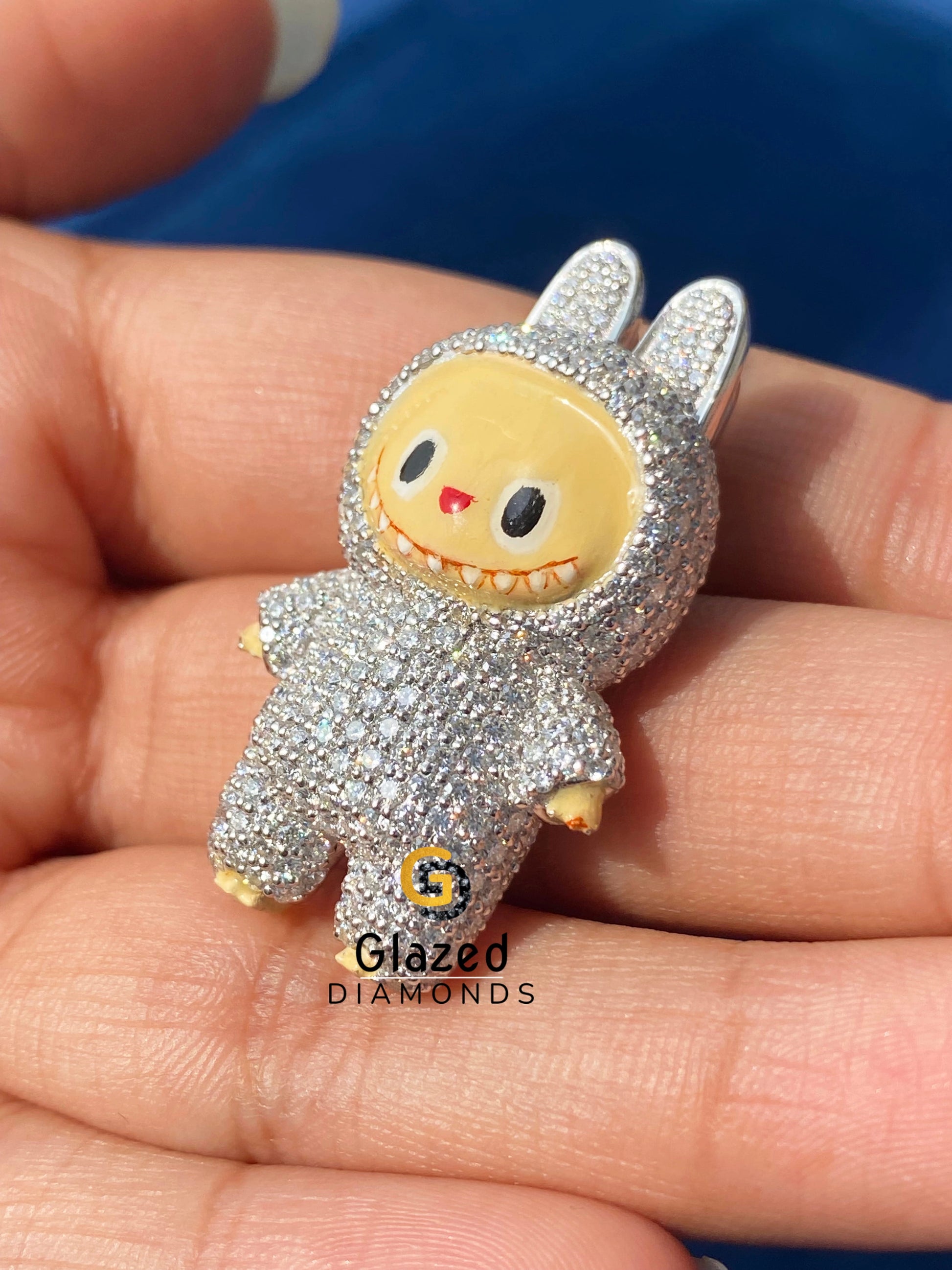 VVS Moissanite Diamond Studded Labubu Pendant