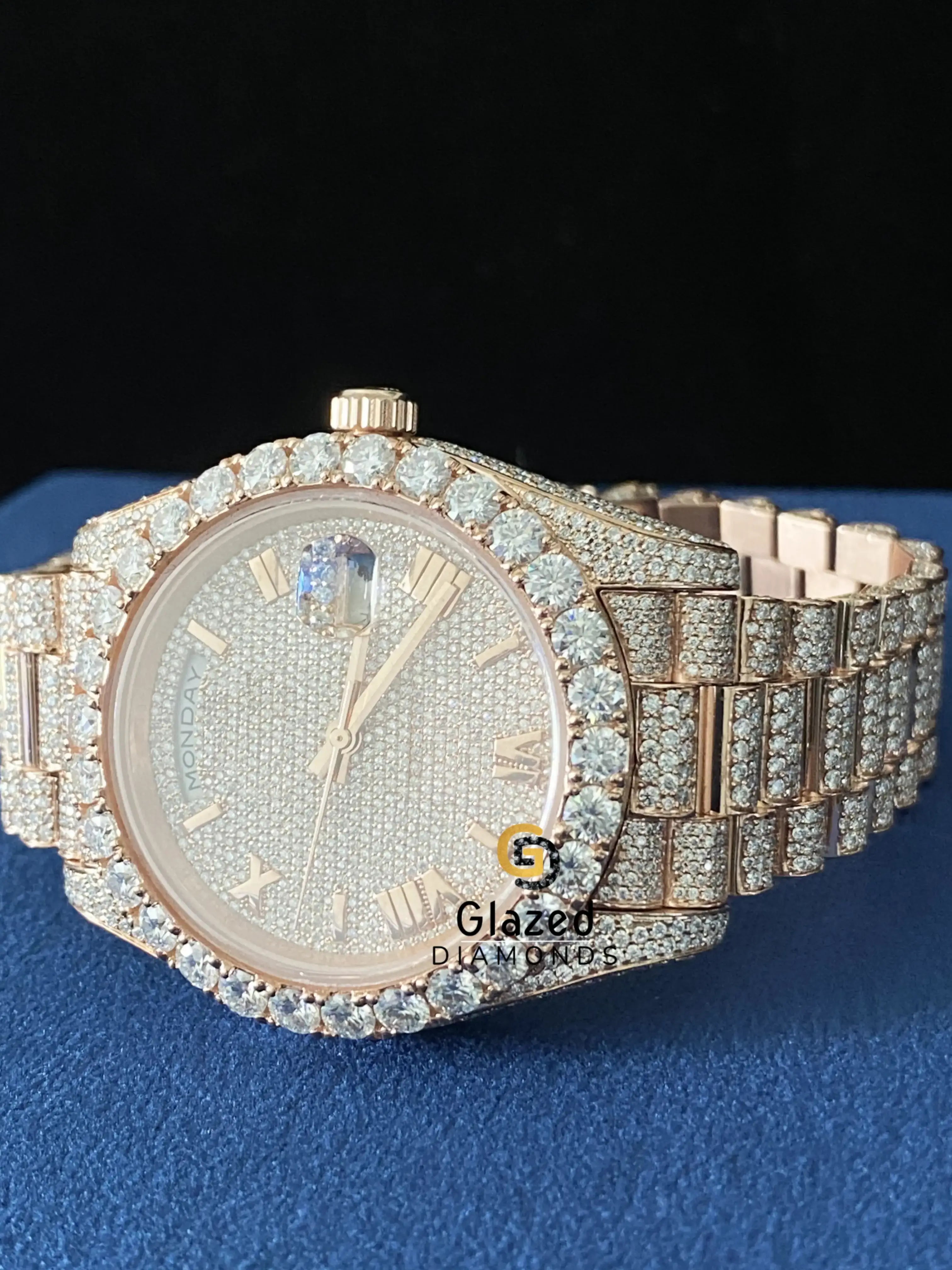 VVS Moissanite Roman Dial Fully Bust Down Stainless Steel Watch