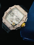 VVS Moissanite Silicone Black Strap Bust Down Skeleton Dial Watch