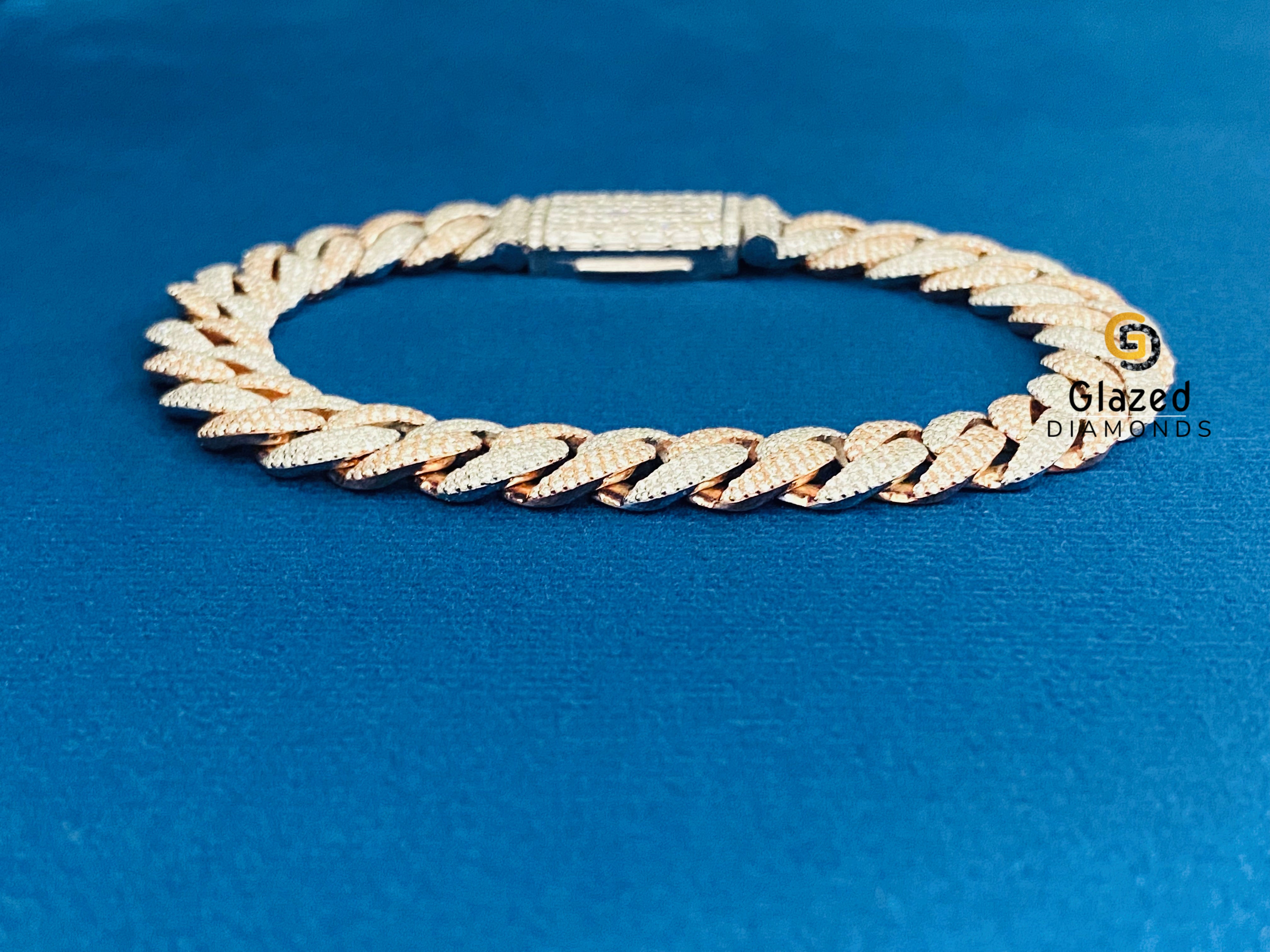 VVS Round Moissanite Two Tone Iced Out Link Chian Bracelet