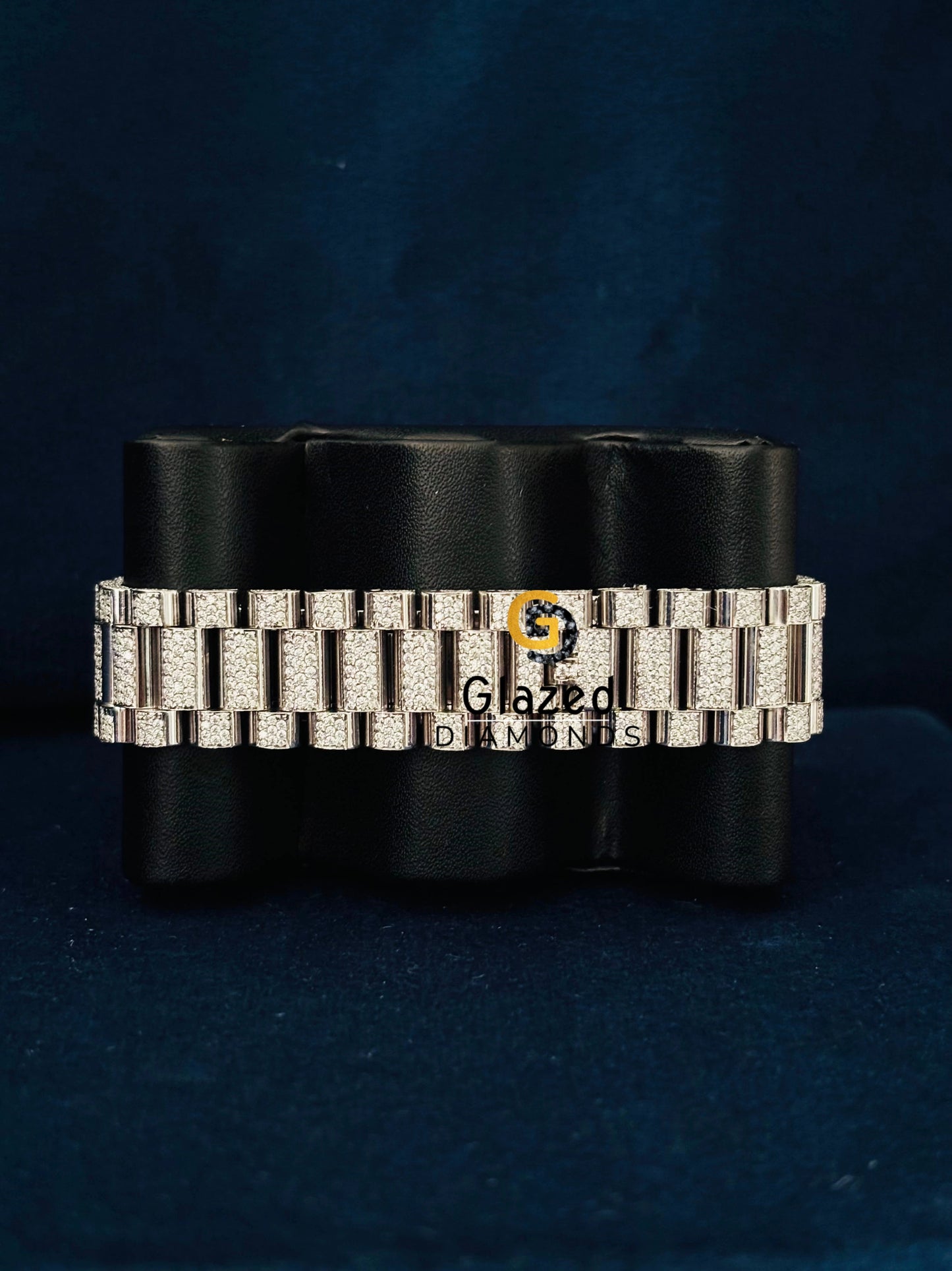 VVS Stainless Steel Black Dial Iced Out Watch