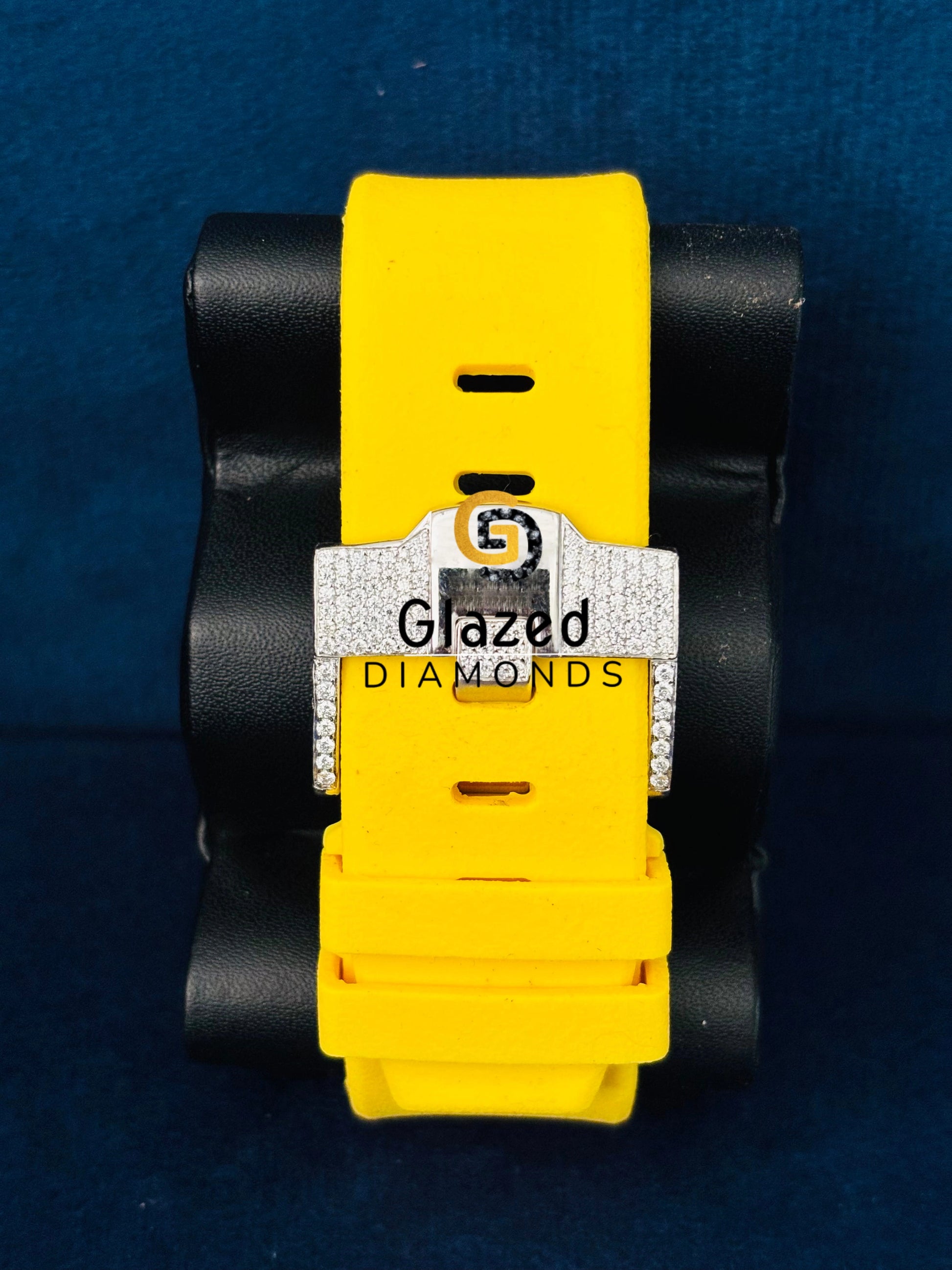 VVS Stanless Steel Moissanite Yellow Siliocn Strap Watch