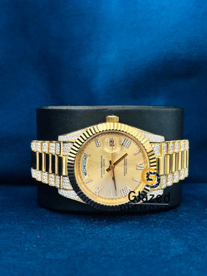 VVS Studded Roman Number DayDate Moissanite Watch