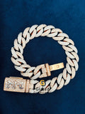 VVs 12MM Round Moissanite Two Tone Cuban Link Hip Hop Bracelet