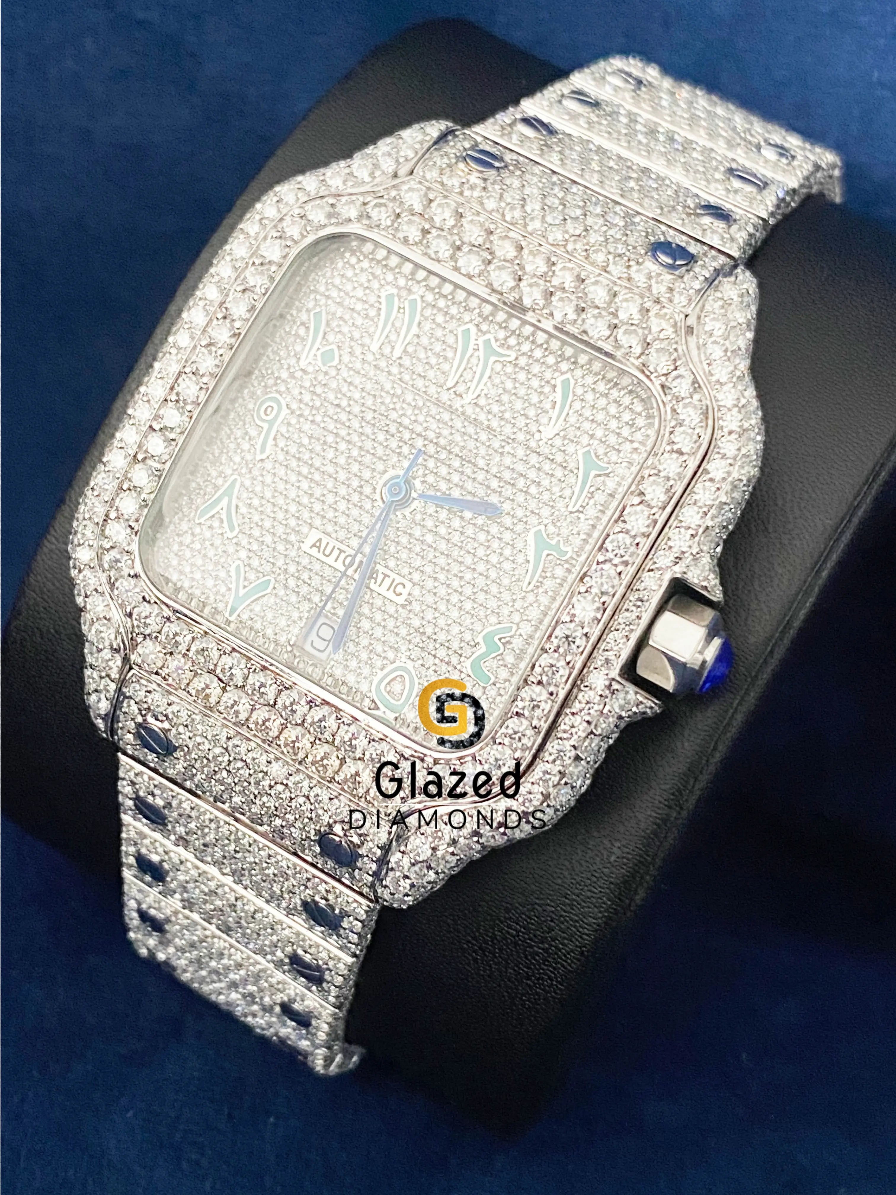 VVs Diamond Studded Moissanite Arabic Dial Watch