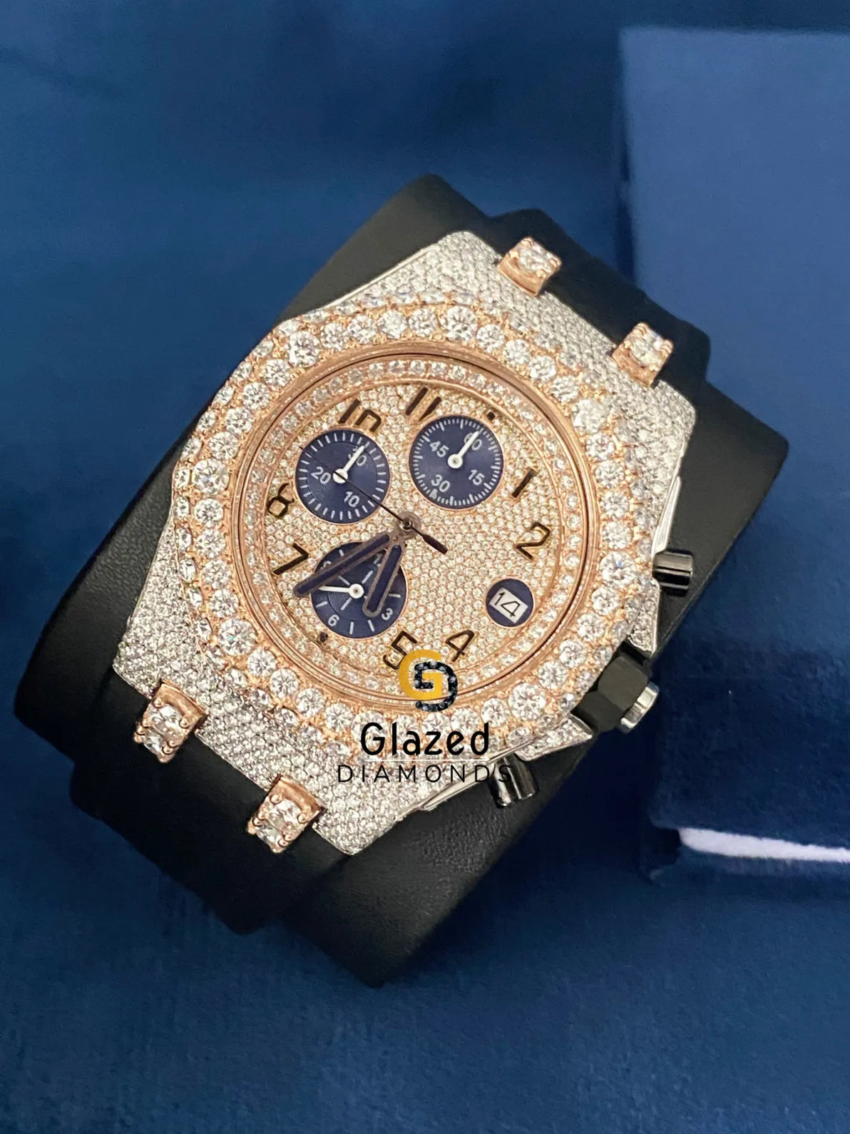 VVs Moissanite Arabic Dial Silicone Black Dial Hip Hop Watch