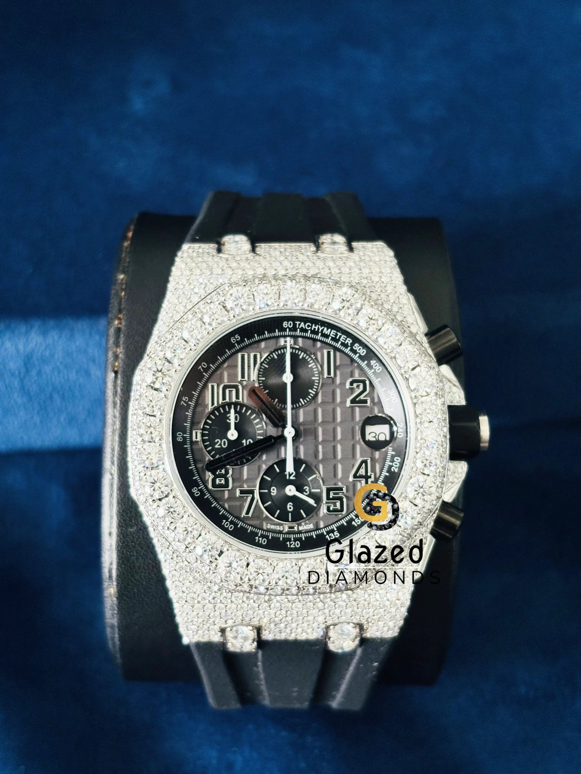 VVs Moissanite Arabic Face Dial Diamond Studded Watch