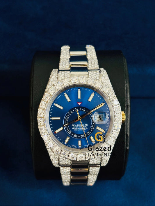 VVs Moissanite Blue Stick Dial Hip Hop Watch