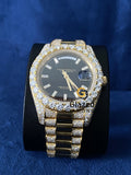 VVs Moissanite Bust Down Baguette Bar Day Date Watch