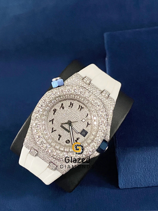 VVs Moissanite D Colorless Arabic Dial Hip Hop Watch